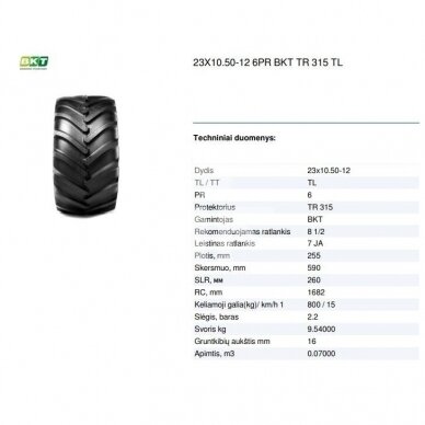 Tire 23X10.50-12 6PR BKT TR 315 TL 1