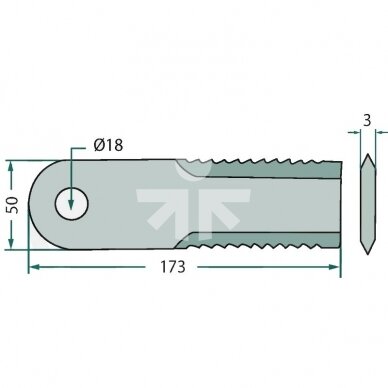 Подвижный нож 173x50x3mm D18mm AGV Germany  RS51123/065294 1
