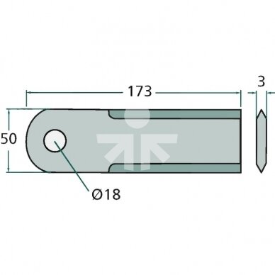 Нож бильный 173x50x3mm D18mm AGV Germany RS42245/060017/Z35221 1