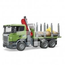 Žaislas Bruder miškovežes Scania su kranu ir rąstais 03524