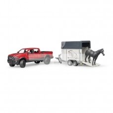 Žaislas Bruder pikapas Dodge RAM 2500 su priekaba arkliams ir arkliu 02501