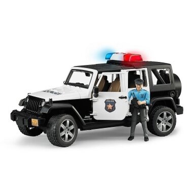 Žaislas Bruder policijos automobilis Jeep Rubicon su policininku 02526