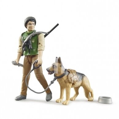 Žaislas Bruder figūrėlė miškininkas, šuo ir priedai 62660