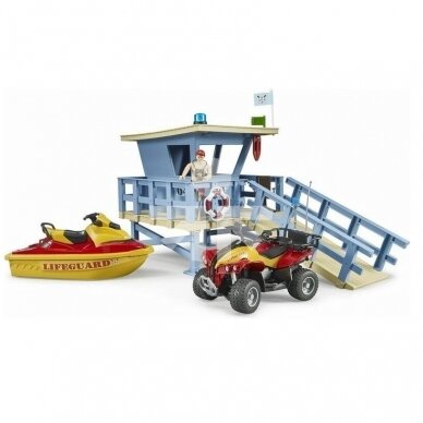 Žaislas Bruder gelbėtojų stotis su keturračiu ir vandens kateriu 62780 2