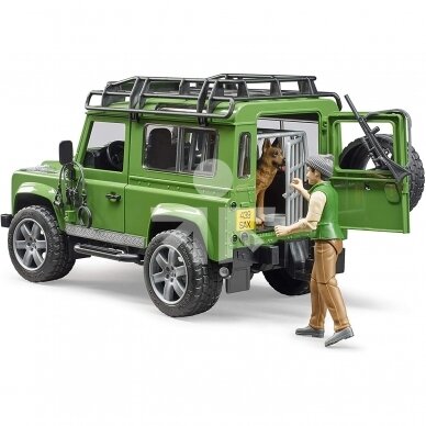Žaislas Bruder  Land Rover Defender džipas su girininku ir šunimi 02587 2