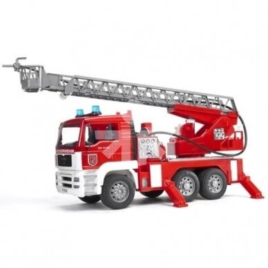 Žaislas Bruder MAN gaisrinė su kopėčiomis, vandens pompa bei švyturėliais 02771 2