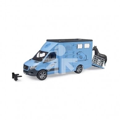 Toy Bruder MB Sprinter for transporting animals with a horse 02674 1