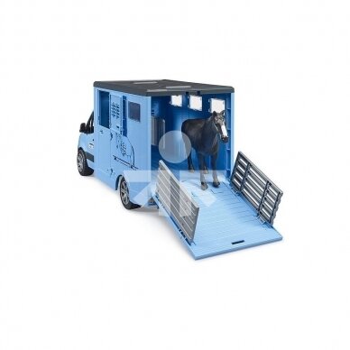 Toy Bruder MB Sprinter for transporting animals with a horse 02674 2