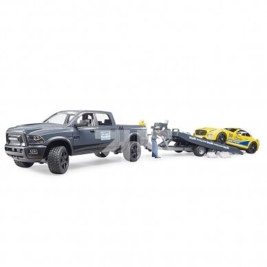Bruder Dodge pickup truck toy with trailer, sports car and driver 02504 1