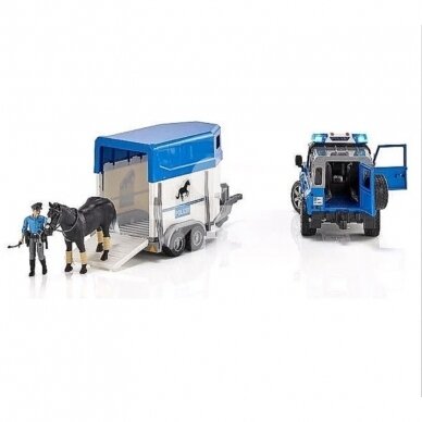 Toy BRUDER Police car Land Rover Defender with trailer, horse and policeman 02588 2