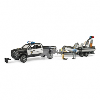Toy Bruder RAM 2500 Police Pickup with L+S Module, trailer and boat 02507