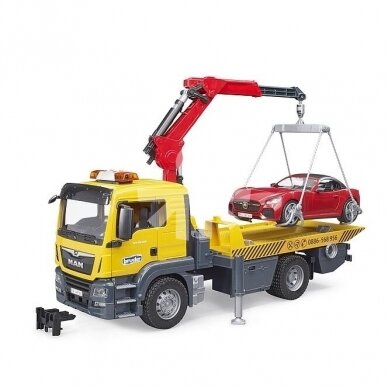 Техническая помощь игрушки Bruder MAN TGS с автомобилем Roadster 03750 1
