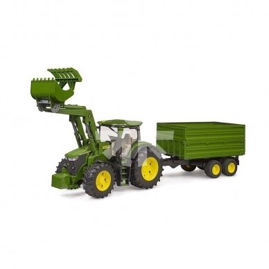 Žaislas BRUDER traktorius JOHN DEERE 7R 350 su priekaba ir krautuvu 03155
