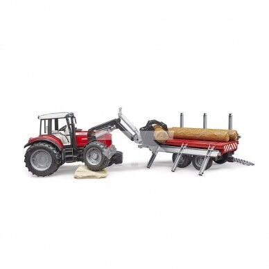 Toy Bruder Tractor Massey Ferguson + Forest trailer 02046 1