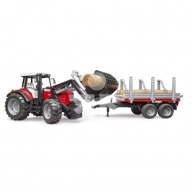 Toy Bruder Tractor Massey Ferguson + Forest trailer 02046 2